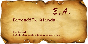 Bircsák Alinda névjegykártya